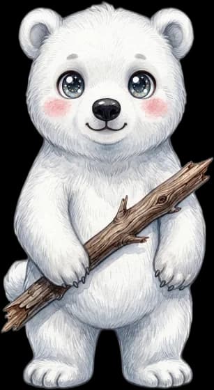 StudyPolar's polar bear mascot holding a wooden stick, coaching the practice step